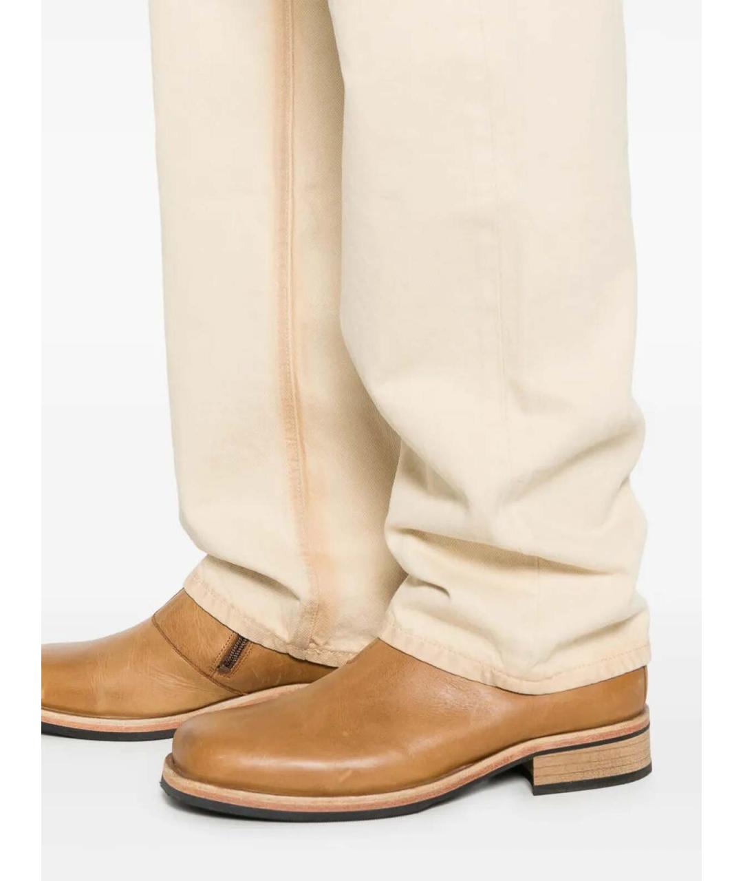 7 FOR ALL MANKIND Бежевые хлопковые прямые джинсы, фото 5