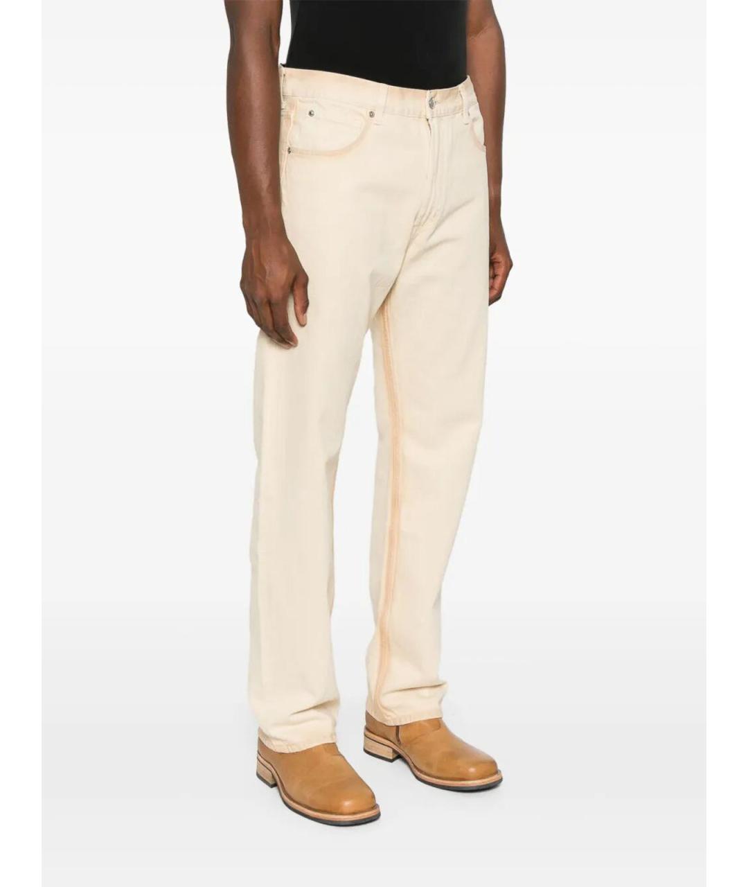 7 FOR ALL MANKIND Бежевые хлопковые прямые джинсы, фото 3