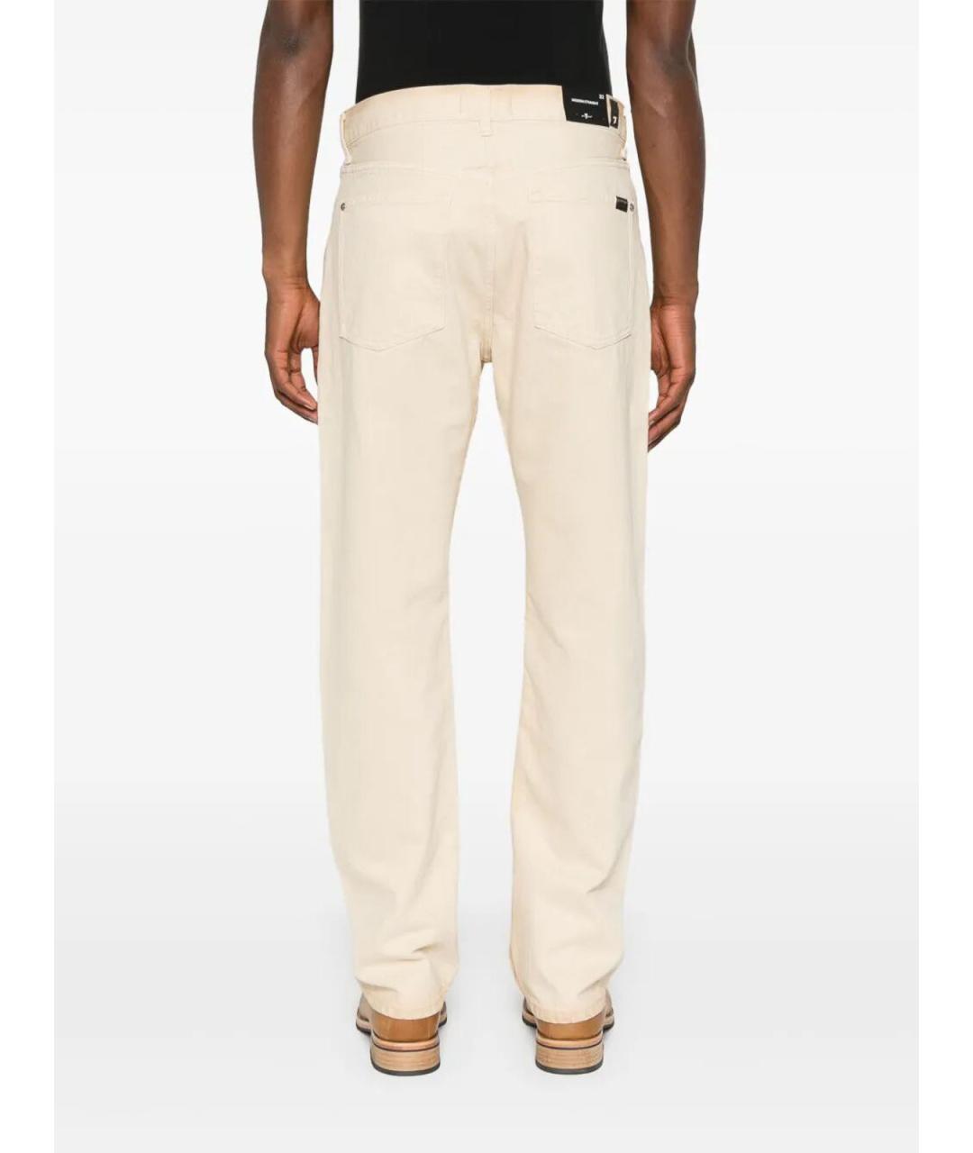 7 FOR ALL MANKIND Бежевые хлопковые прямые джинсы, фото 4