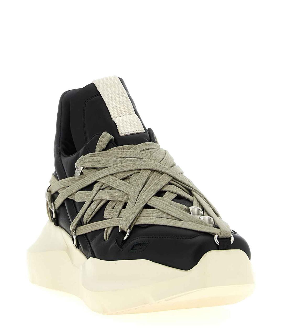 RICK OWENS Черные кожаные низкие кроссовки / кеды, фото 2
