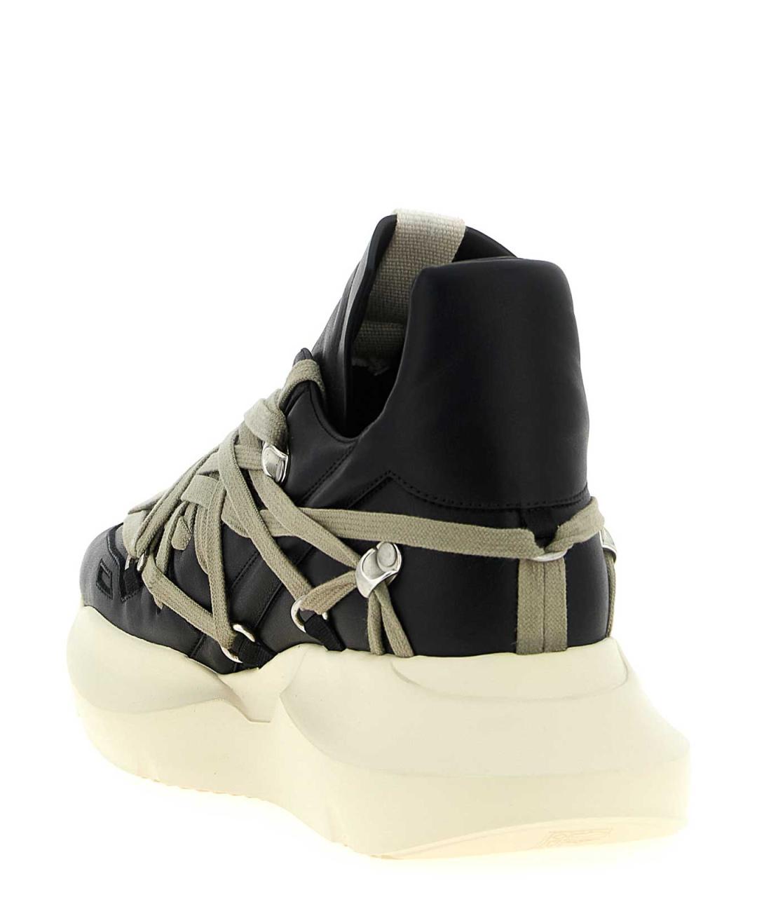 RICK OWENS Черные кожаные низкие кроссовки / кеды, фото 3