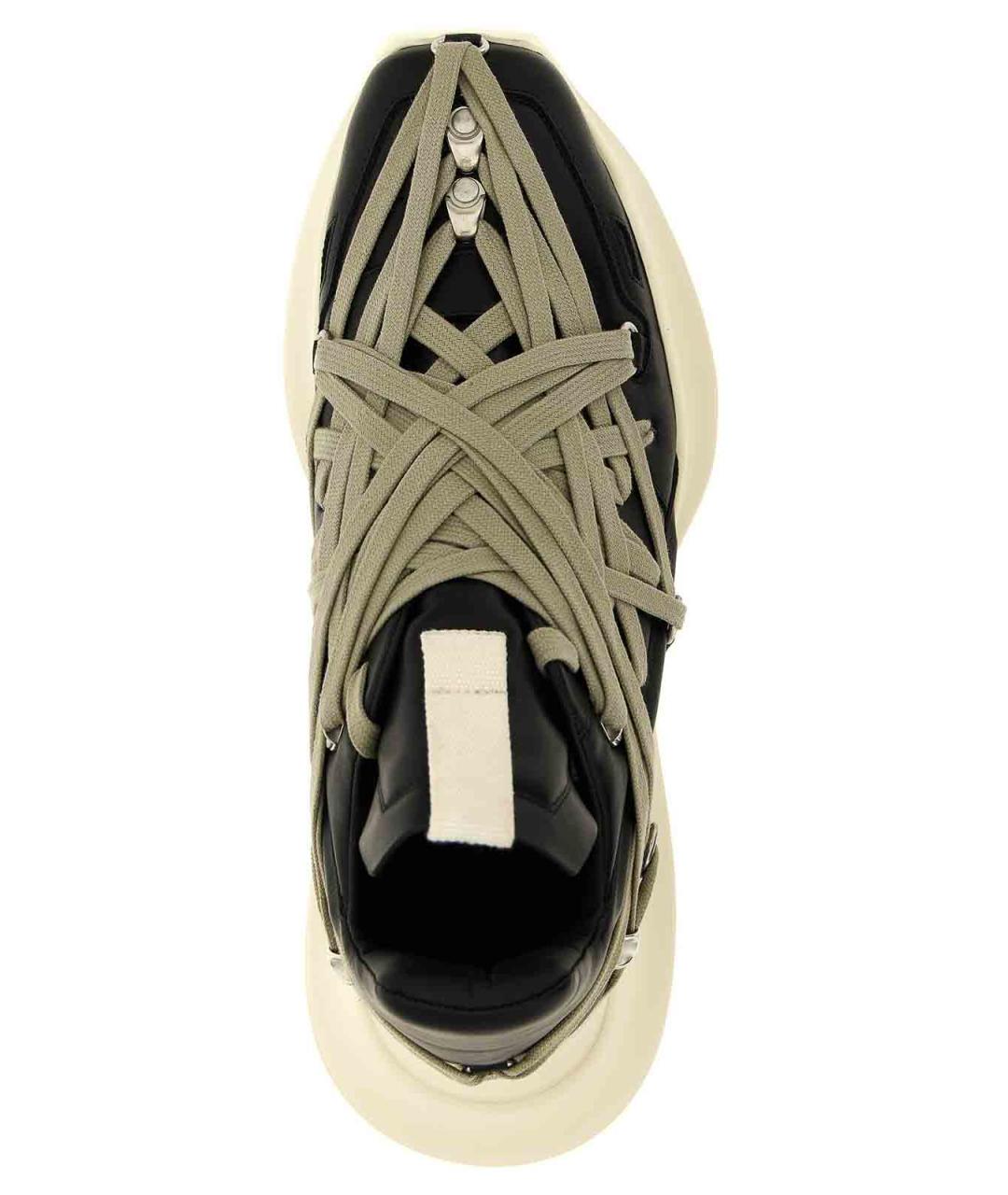 RICK OWENS Черные кожаные низкие кроссовки / кеды, фото 4