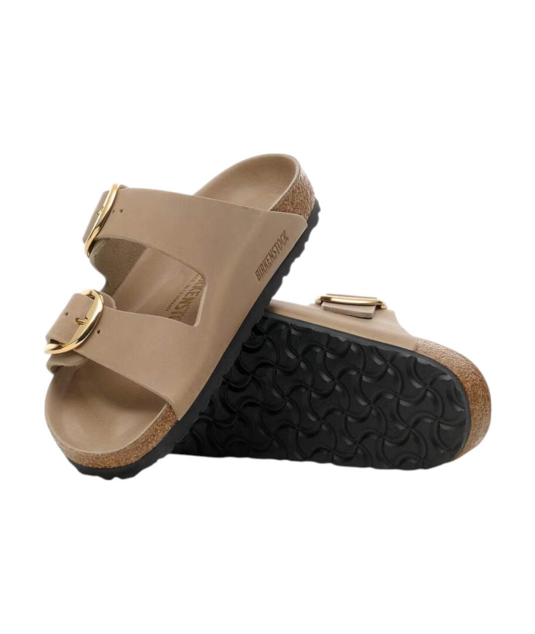 BIRKENSTOCK Коричневые кожаные сандалии, фото 3