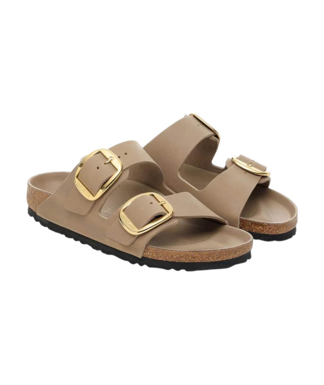 BIRKENSTOCK Коричневые кожаные сандалии, фото 5