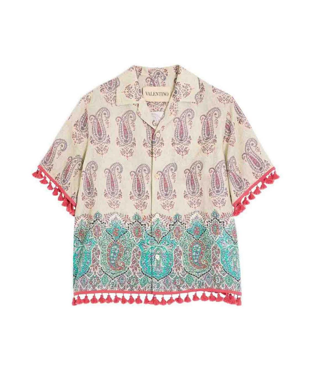 VALENTINO Мульти льняная классическая рубашка, фото 1