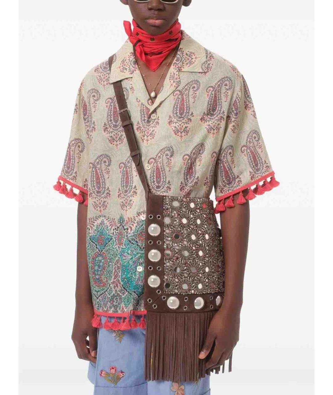VALENTINO Мульти льняная классическая рубашка, фото 7