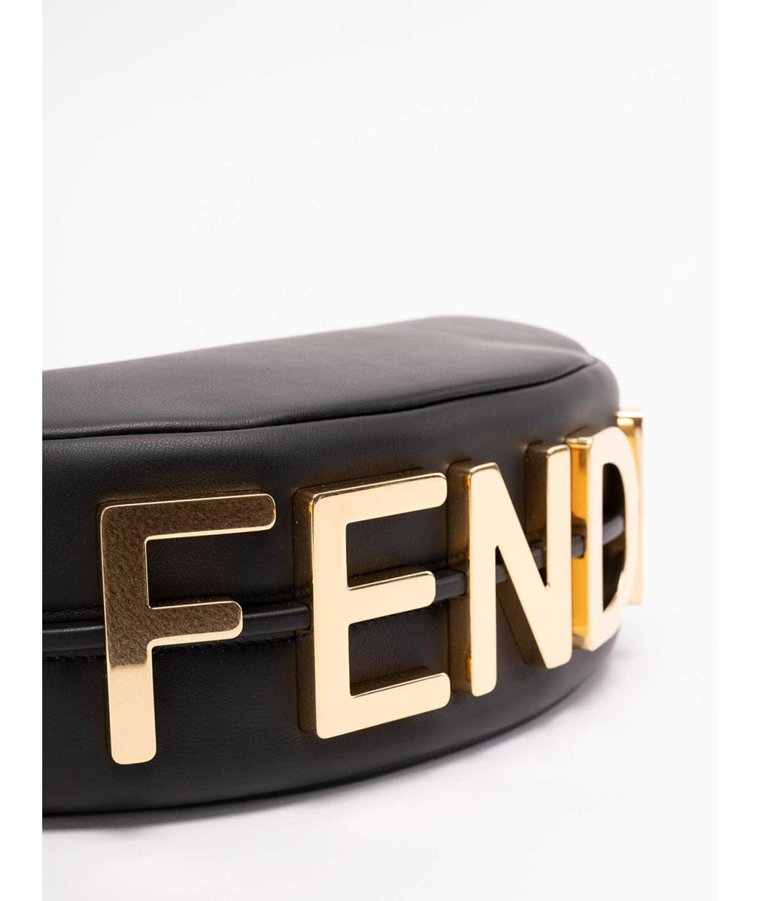 FENDI Черная кожаная сумка через плечо, фото 4