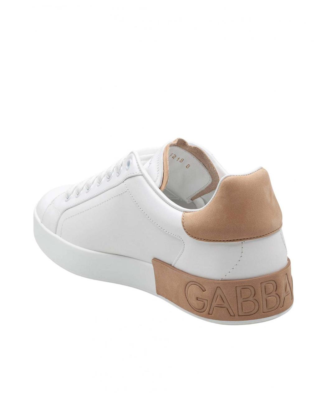 DOLCE&GABBANA Белые кожаные низкие кроссовки / кеды, фото 4