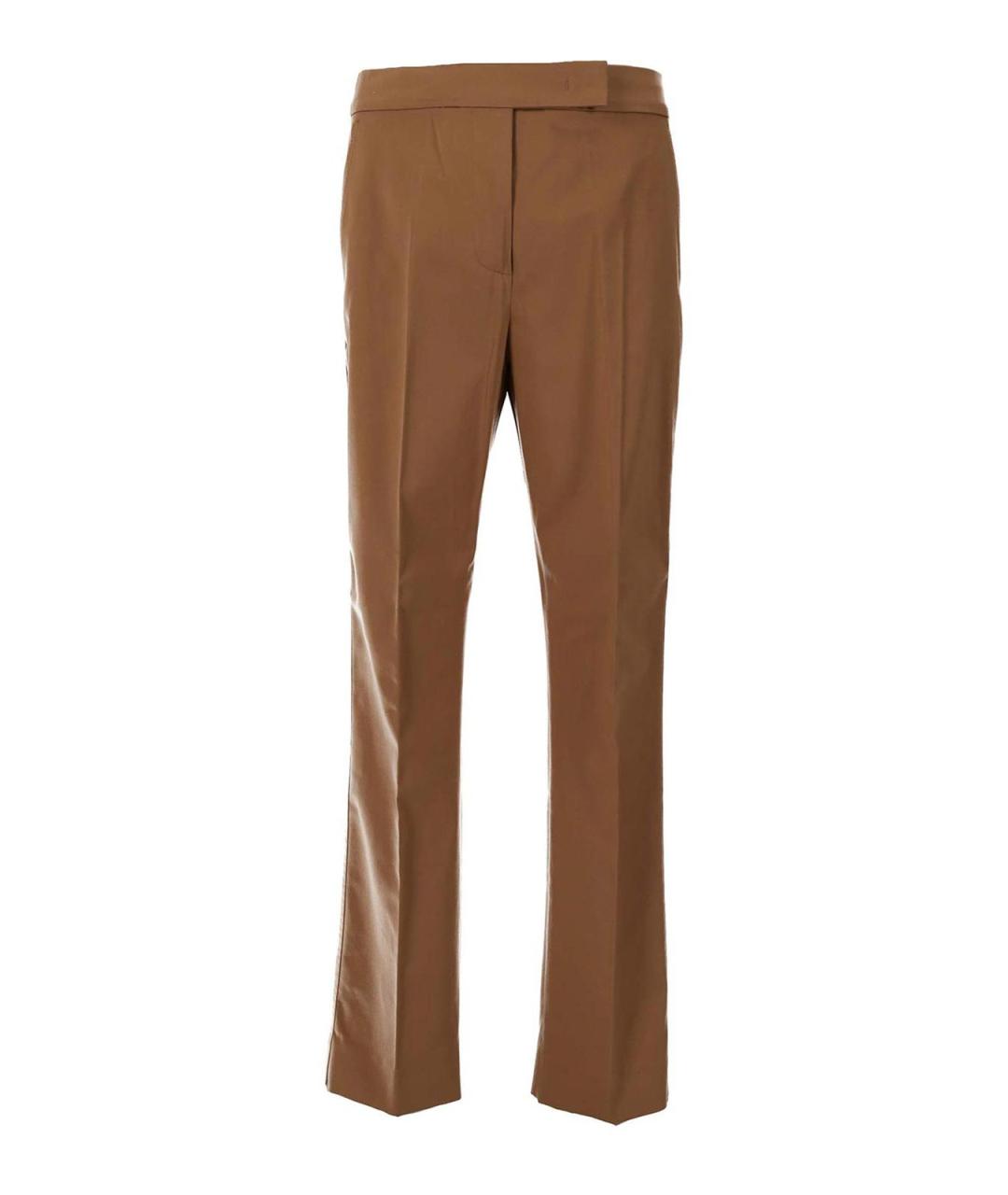 MAX MARA Коричневые хлопковые прямые брюки, фото 1