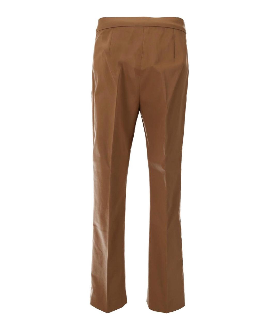 MAX MARA Коричневые хлопковые прямые брюки, фото 3