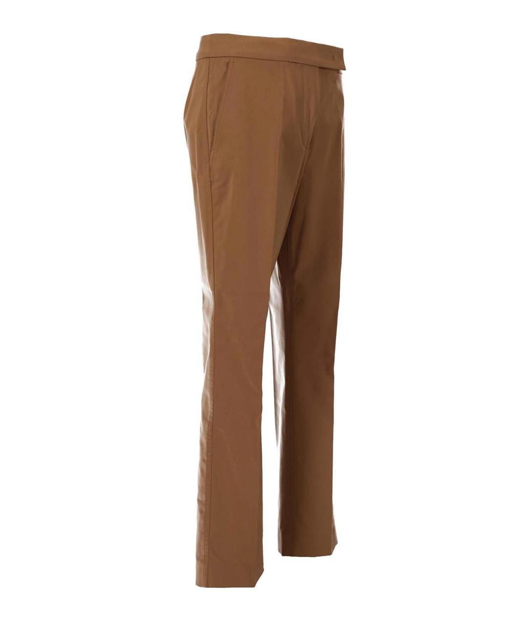 MAX MARA Коричневые хлопковые прямые брюки, фото 2