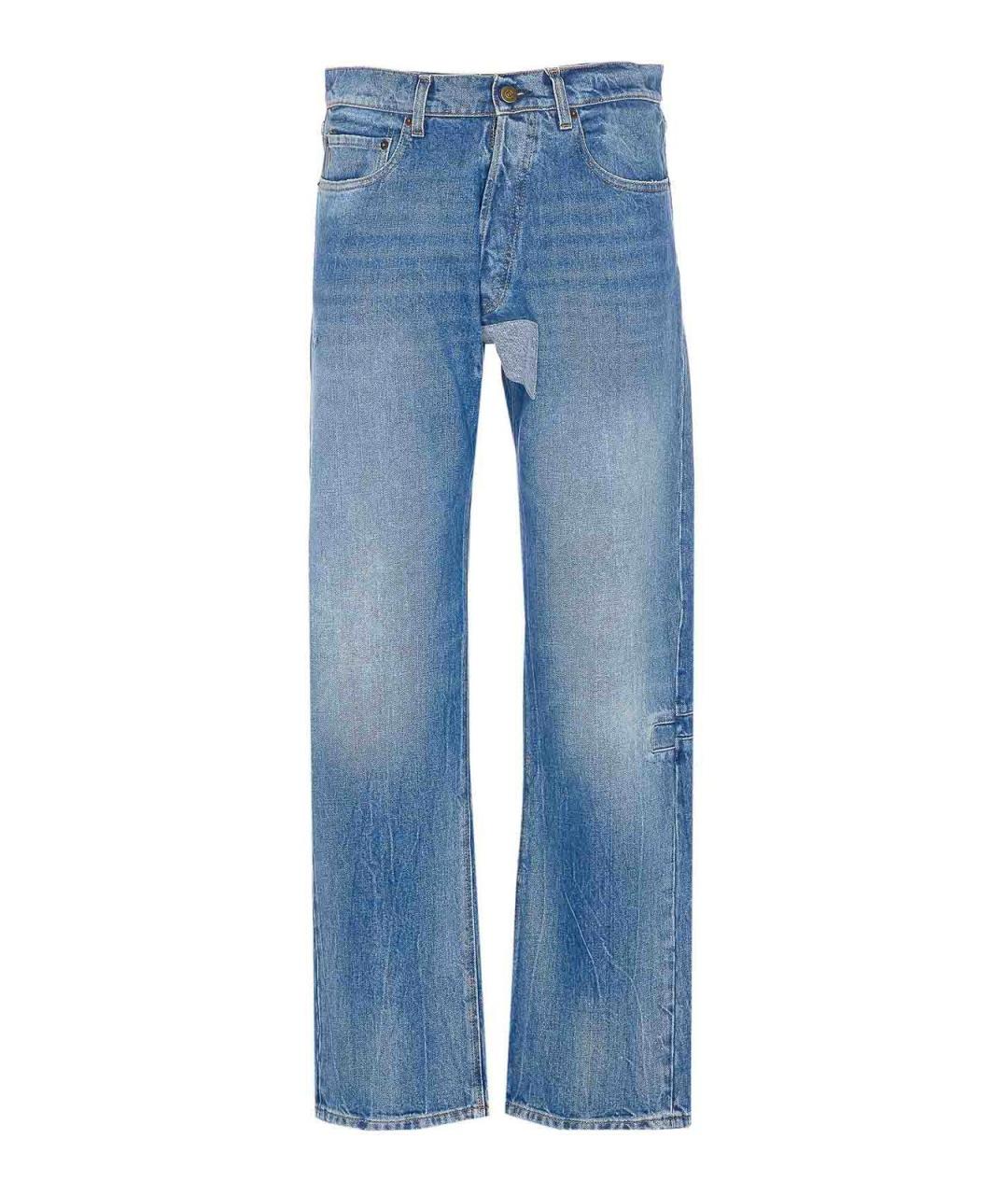 MAISON MARGIELA Синие хлопко-полиэстеровые прямые джинсы, фото 1