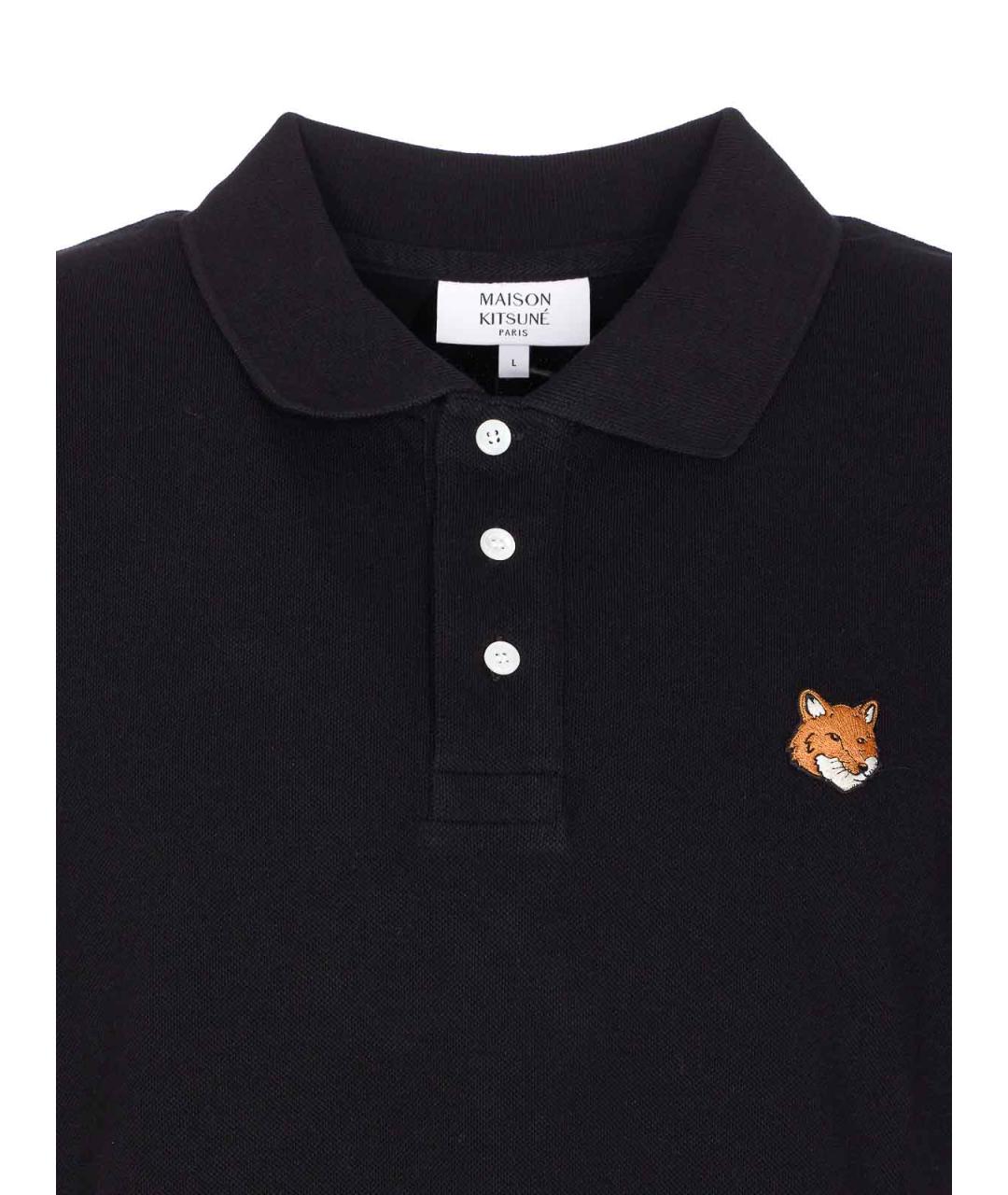 MAISON KITSUNE Черное поло с коротким рукавом, фото 4