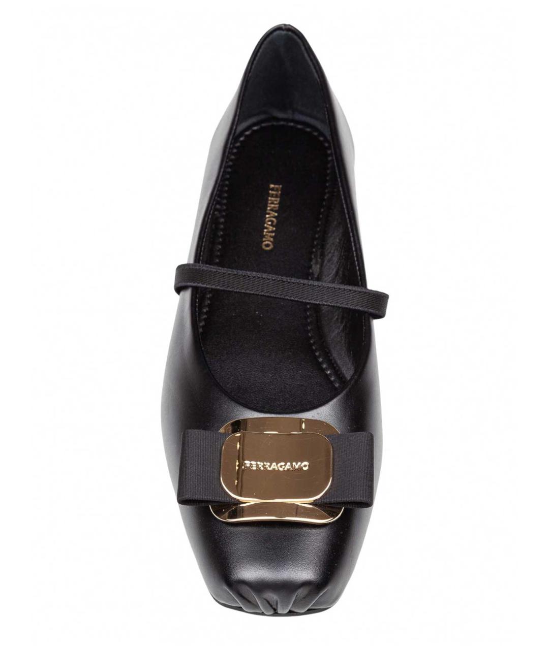 FERRAGAMO Черные кожаные балетки, фото 4