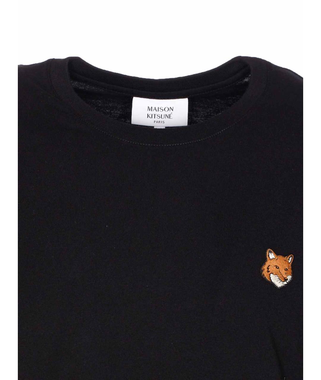 MAISON KITSUNE Черная хлопковая футболка, фото 4
