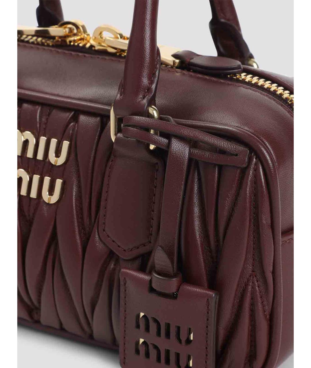 MIU MIU Бордовая кожаная сумка тоут, фото 3