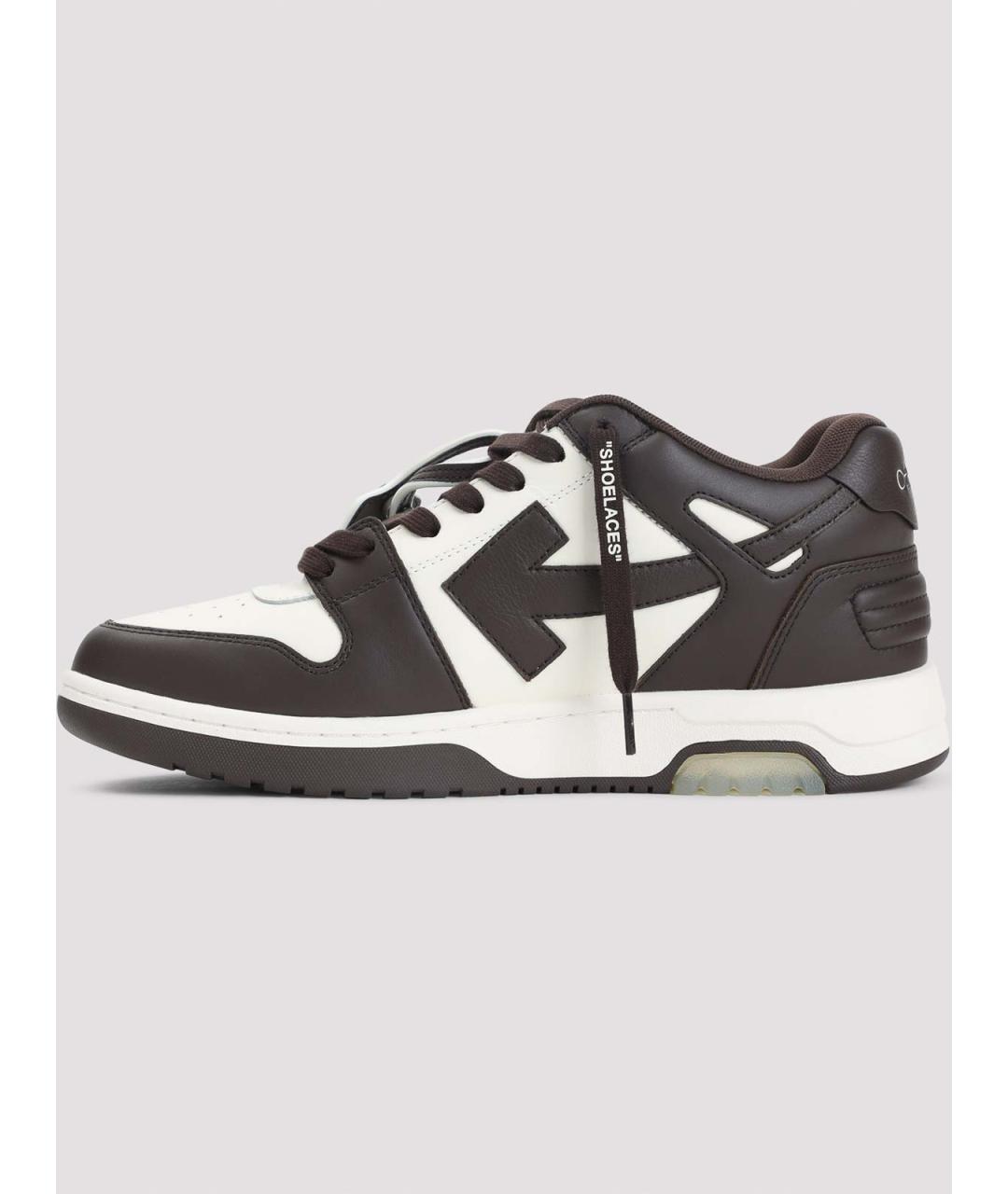 OFF-WHITE Коричневые кожаные низкие кроссовки / кеды, фото 2