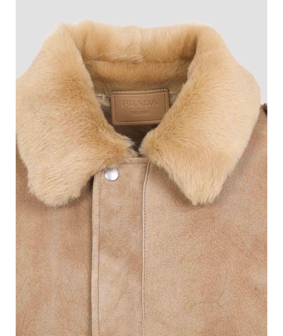 PRADA Бежевая меховая дубленка, фото 4
