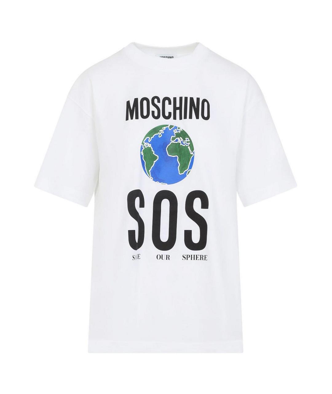 MOSCHINO Белая хлопковая футболка, фото 1
