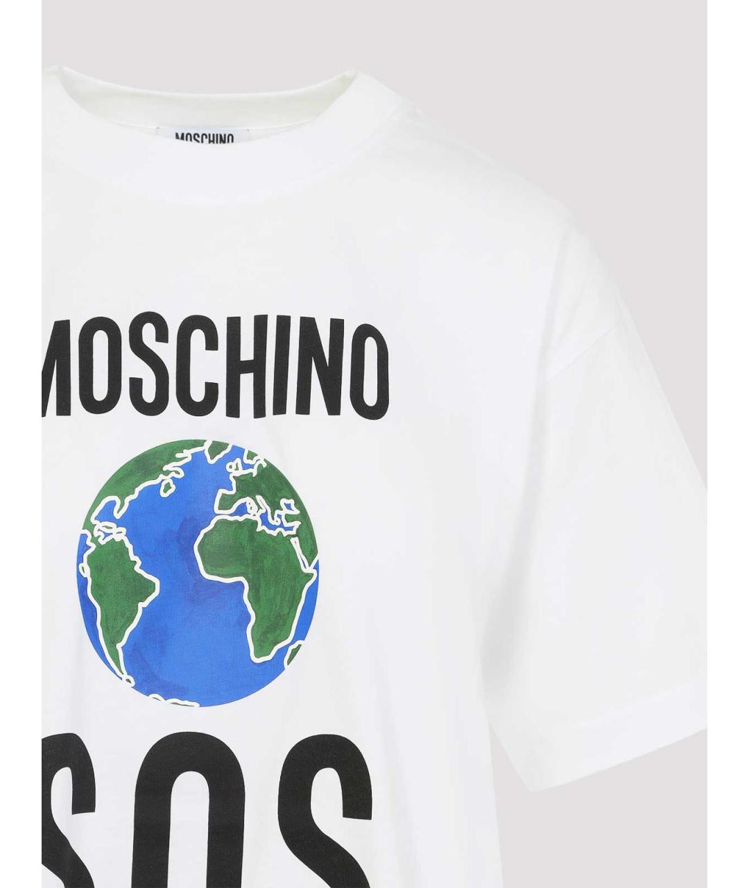 MOSCHINO Белая хлопковая футболка, фото 3