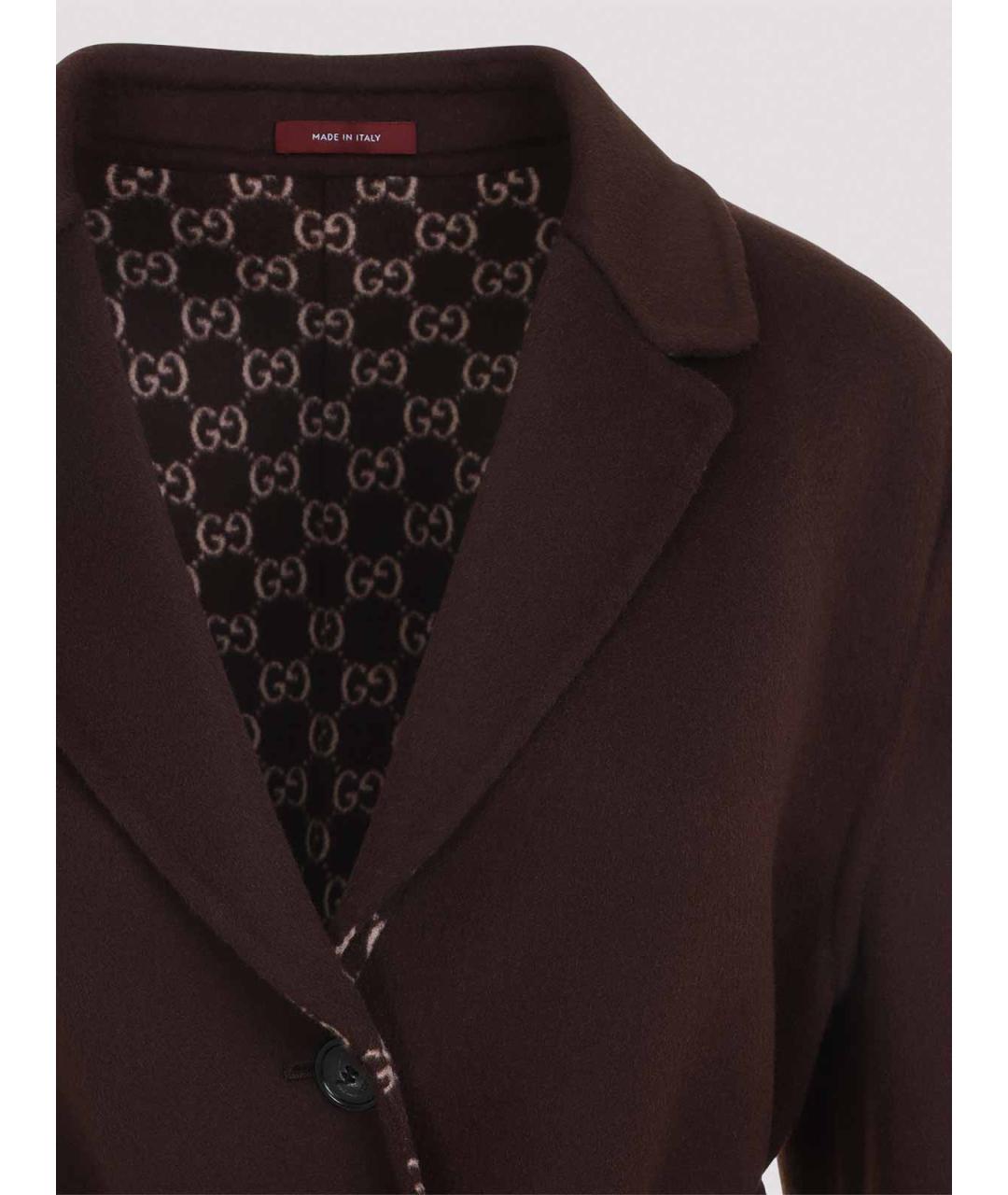 GUCCI Коричневое шерстяное пальто, фото 4