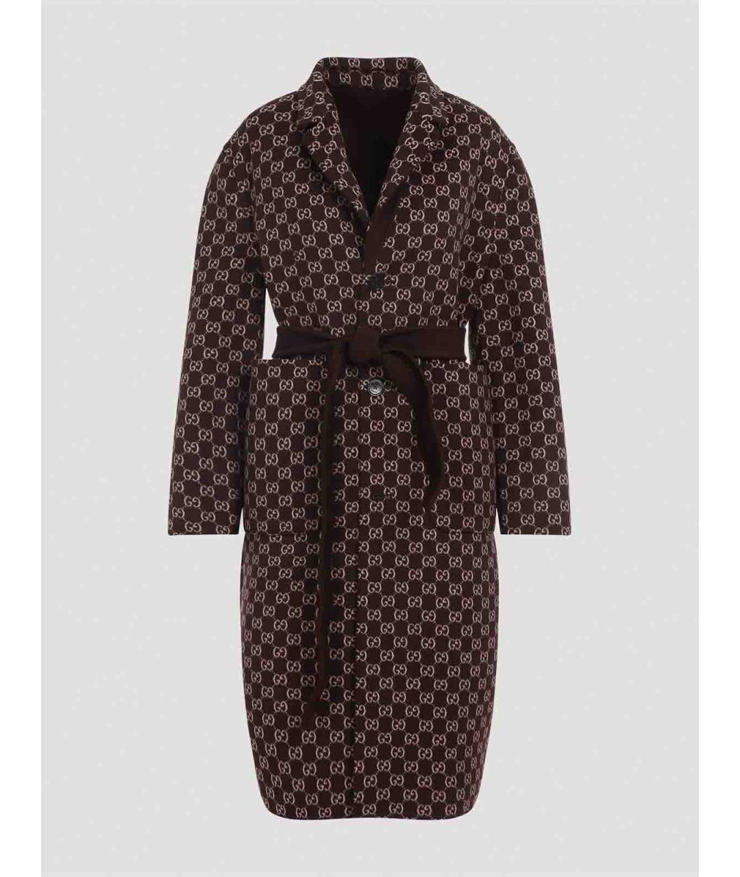 GUCCI Коричневое шерстяное пальто, фото 3