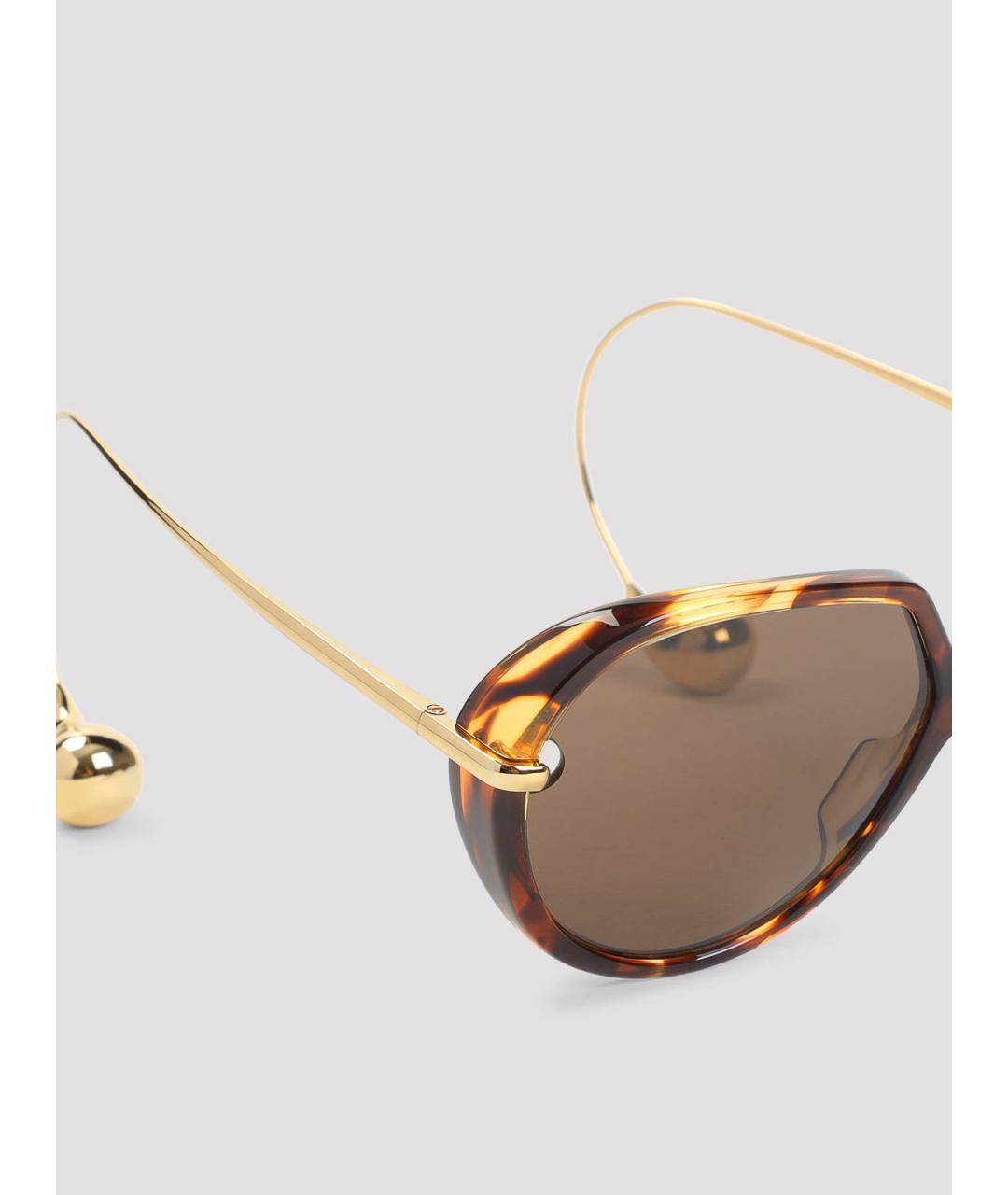 BOTTEGA VENETA Коричневые металлические солнцезащитные очки, фото 3
