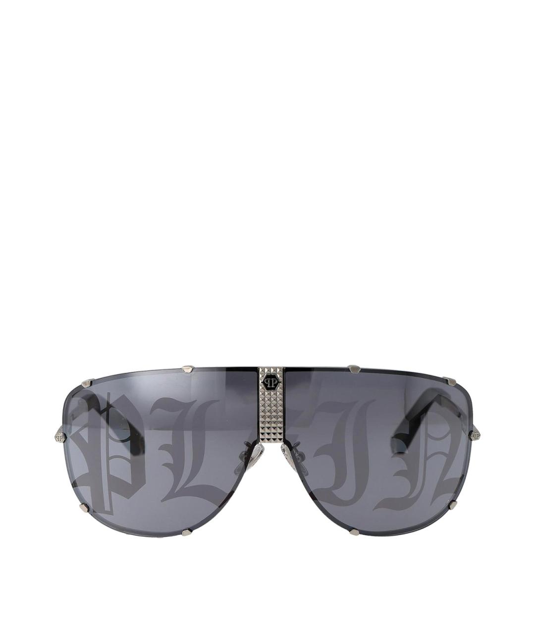 PHILIPP PLEIN Серые металлические солнцезащитные очки, фото 1