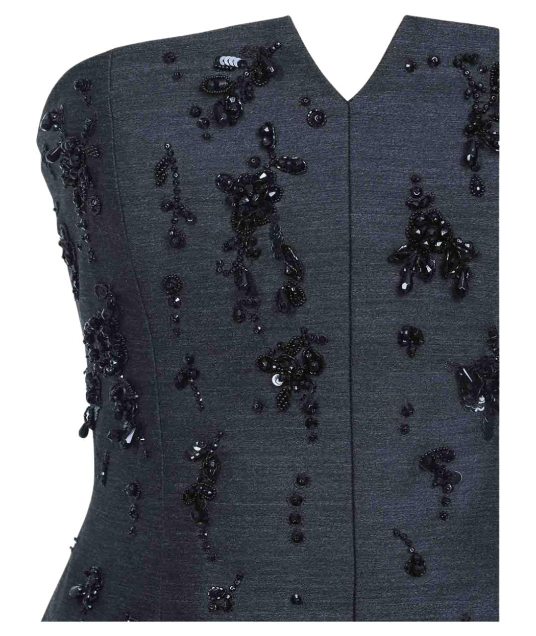 ALBERTA FERRETTI Черное шерстяное вечернее платье, фото 3