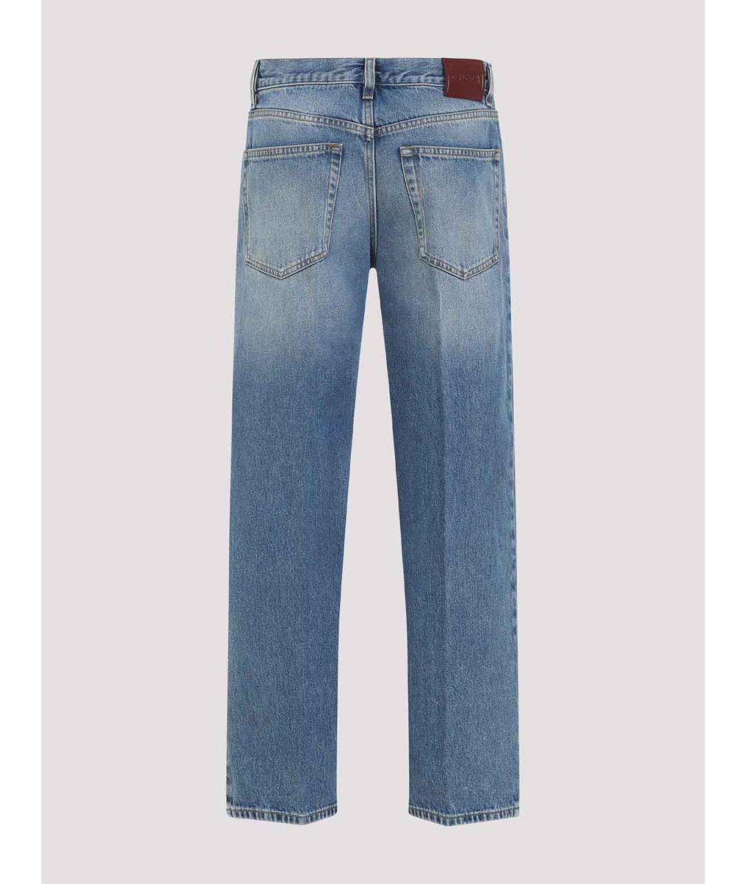 GUCCI Голубые хлопковые прямые джинсы, фото 2