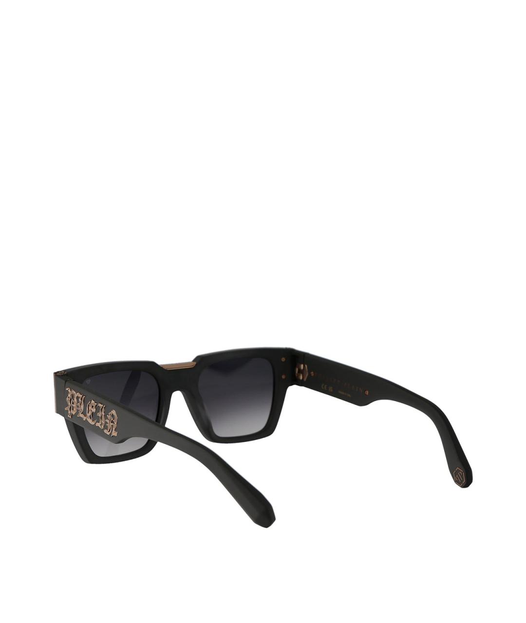 PHILIPP PLEIN Антрацитовые пластиковые солнцезащитные очки, фото 4