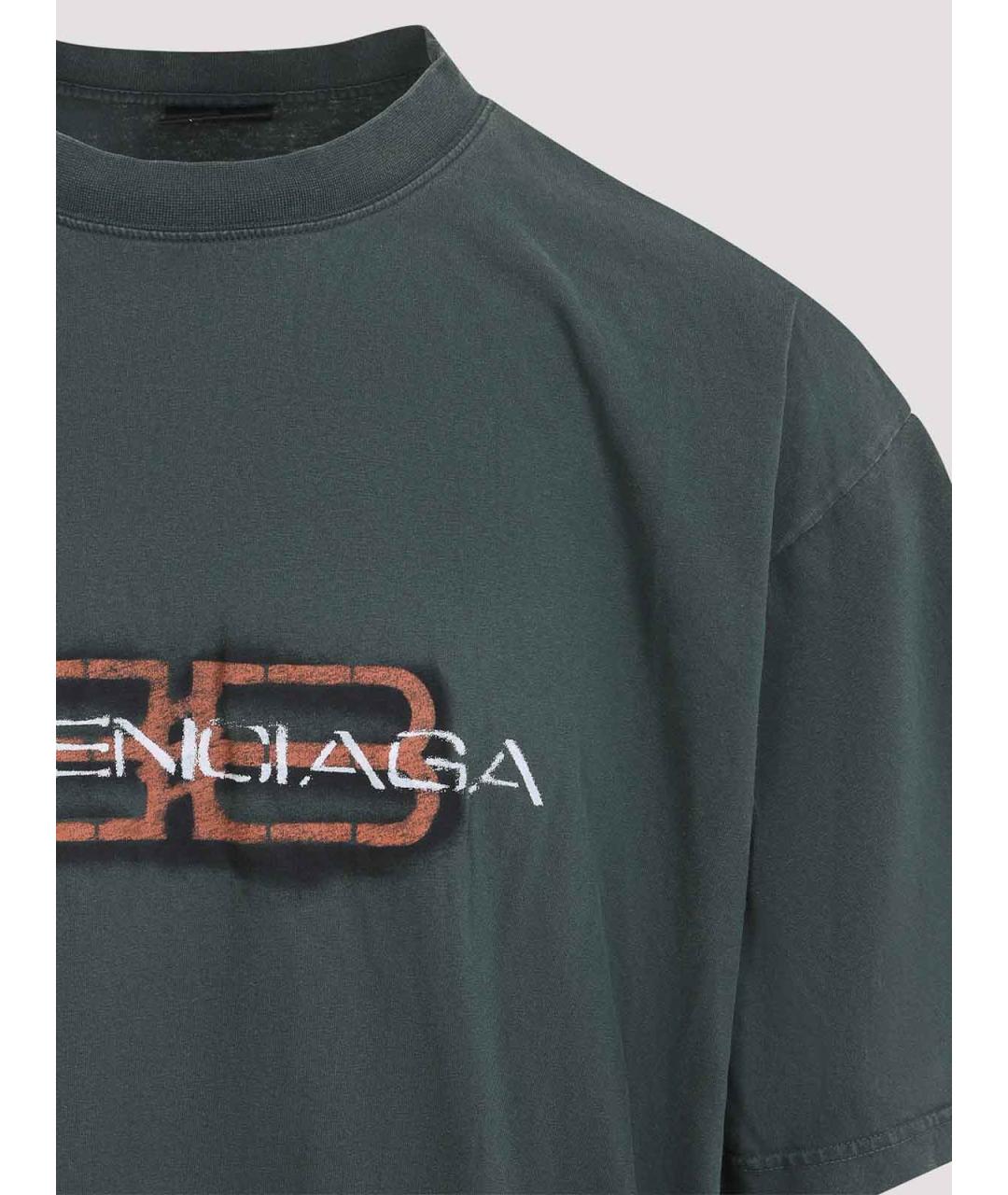 BALENCIAGA Зеленая хлопковая футболка, фото 3