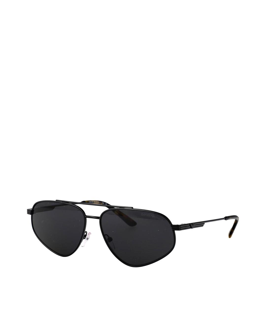 EMPORIO ARMANI Черные металлические солнцезащитные очки, фото 2