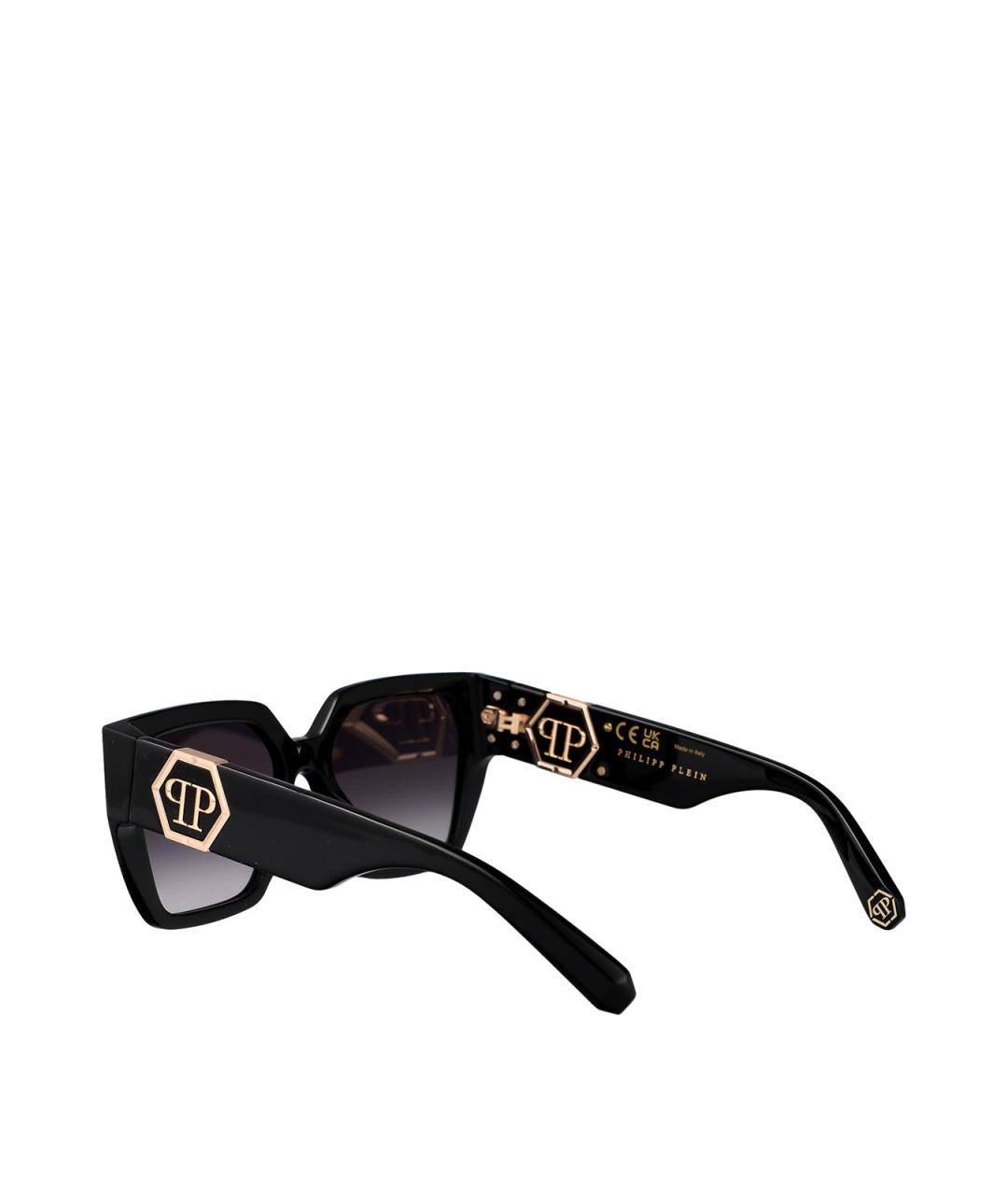 PHILIPP PLEIN Черные пластиковые солнцезащитные очки, фото 4