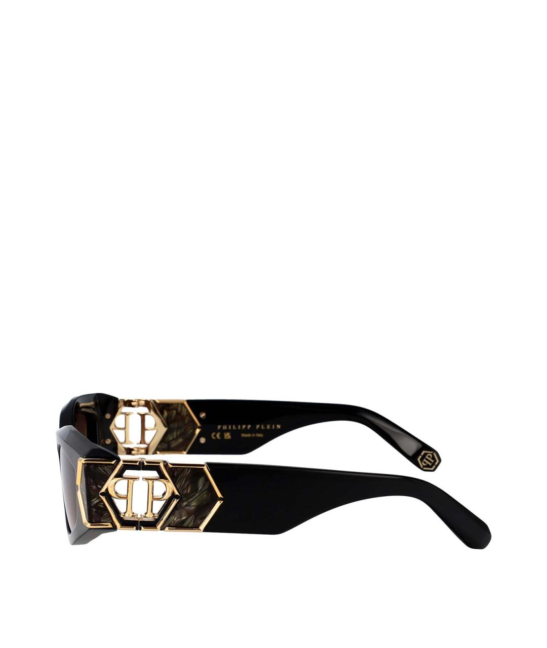PHILIPP PLEIN Черные пластиковые солнцезащитные очки, фото 3