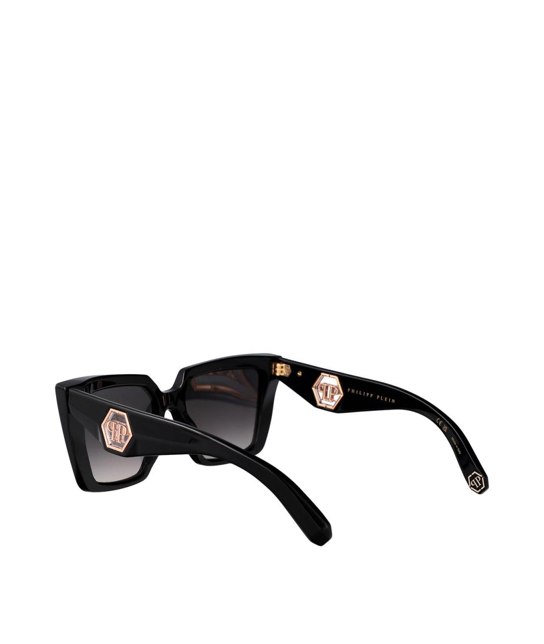 PHILIPP PLEIN Черные пластиковые солнцезащитные очки, фото 4