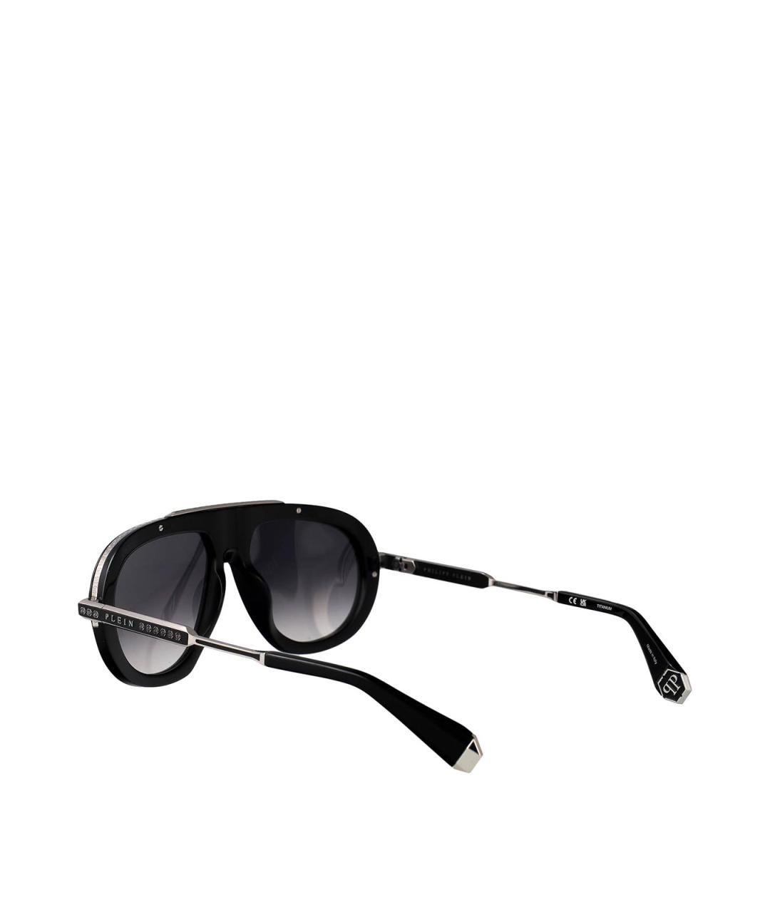 PHILIPP PLEIN Черные металлические солнцезащитные очки, фото 4