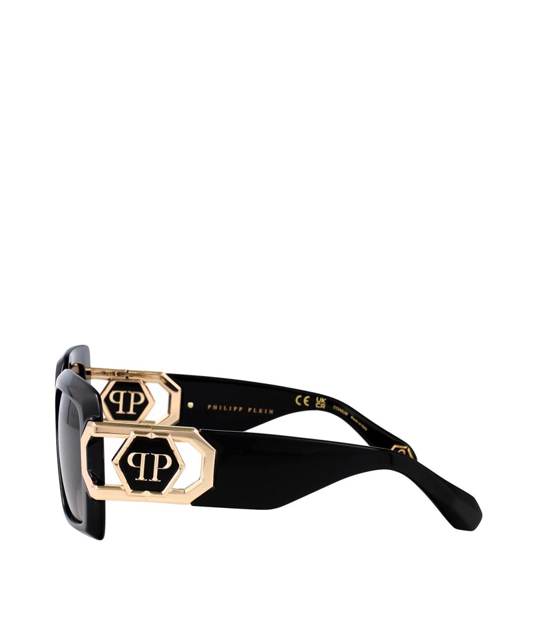 PHILIPP PLEIN Черные металлические солнцезащитные очки, фото 3