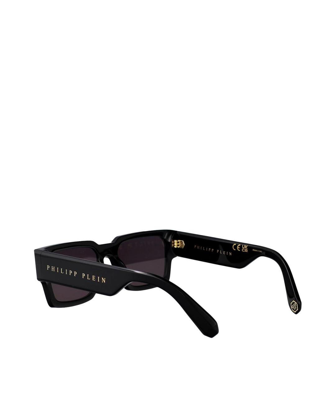 PHILIPP PLEIN Черные пластиковые солнцезащитные очки, фото 4