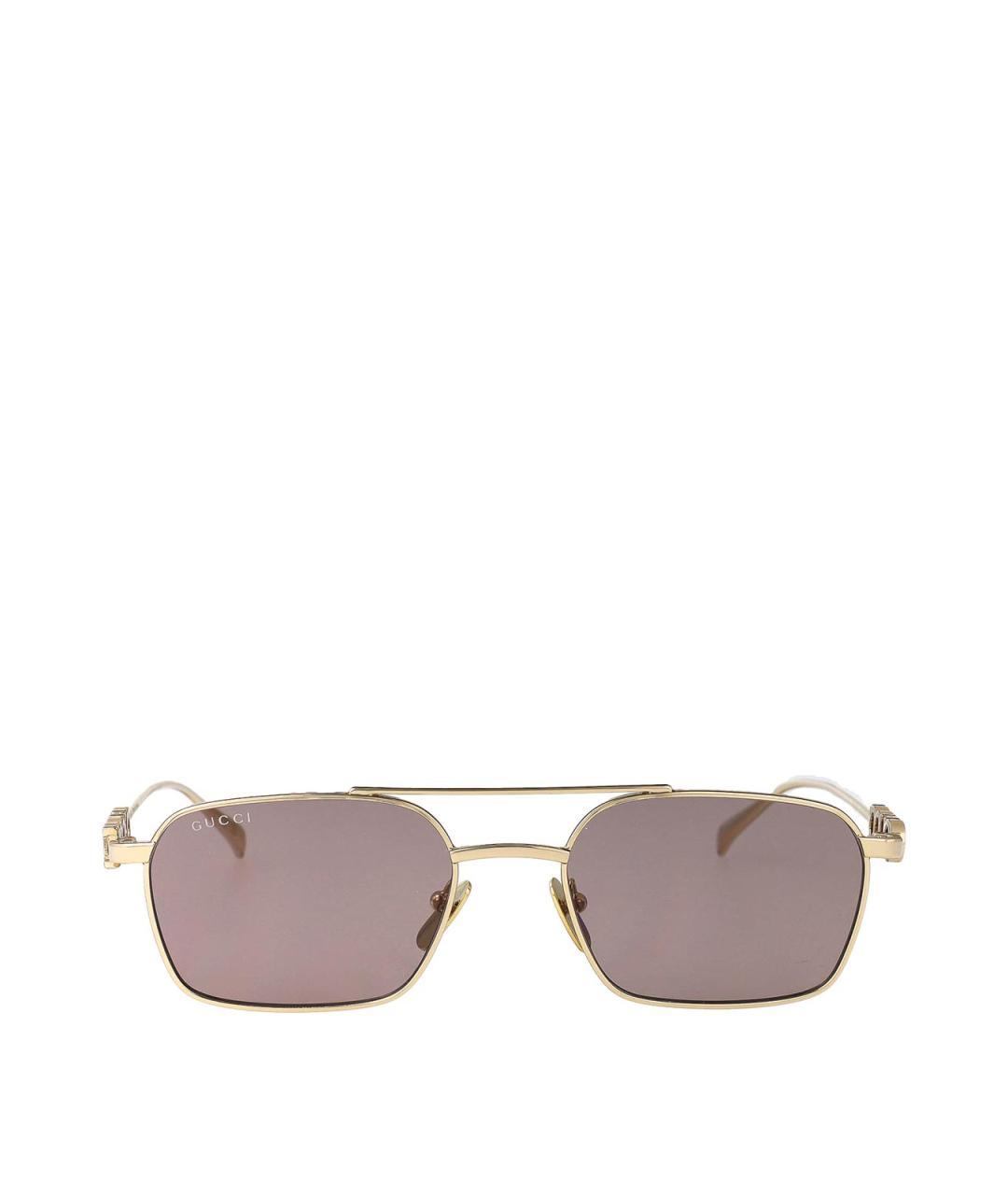 GUCCI Золотые металлические солнцезащитные очки, фото 1
