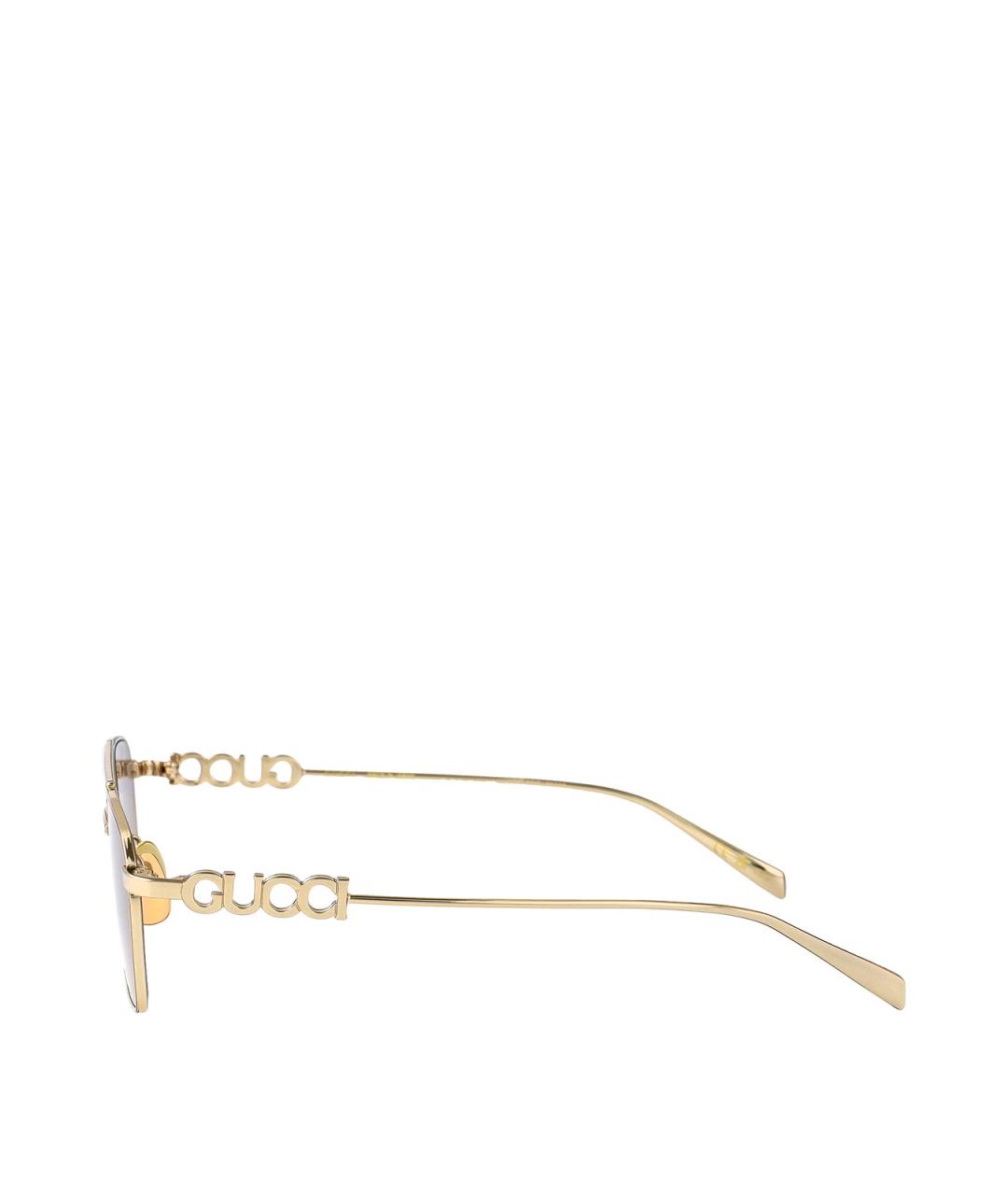 GUCCI Золотые металлические солнцезащитные очки, фото 3