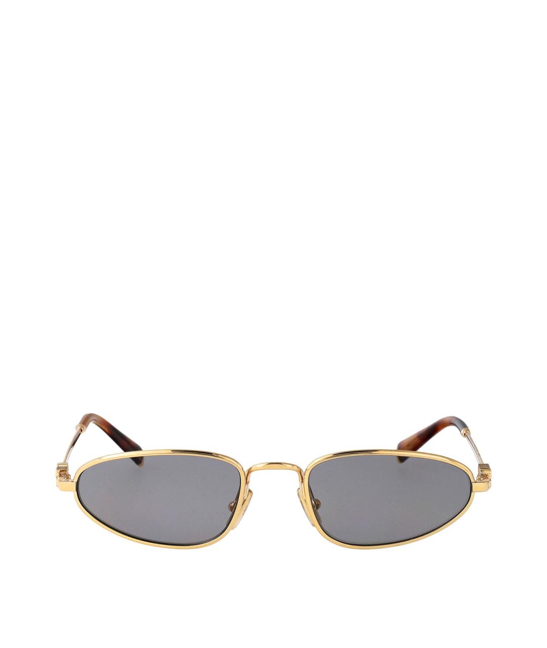 MIU MIU Золотые металлические солнцезащитные очки, фото 1