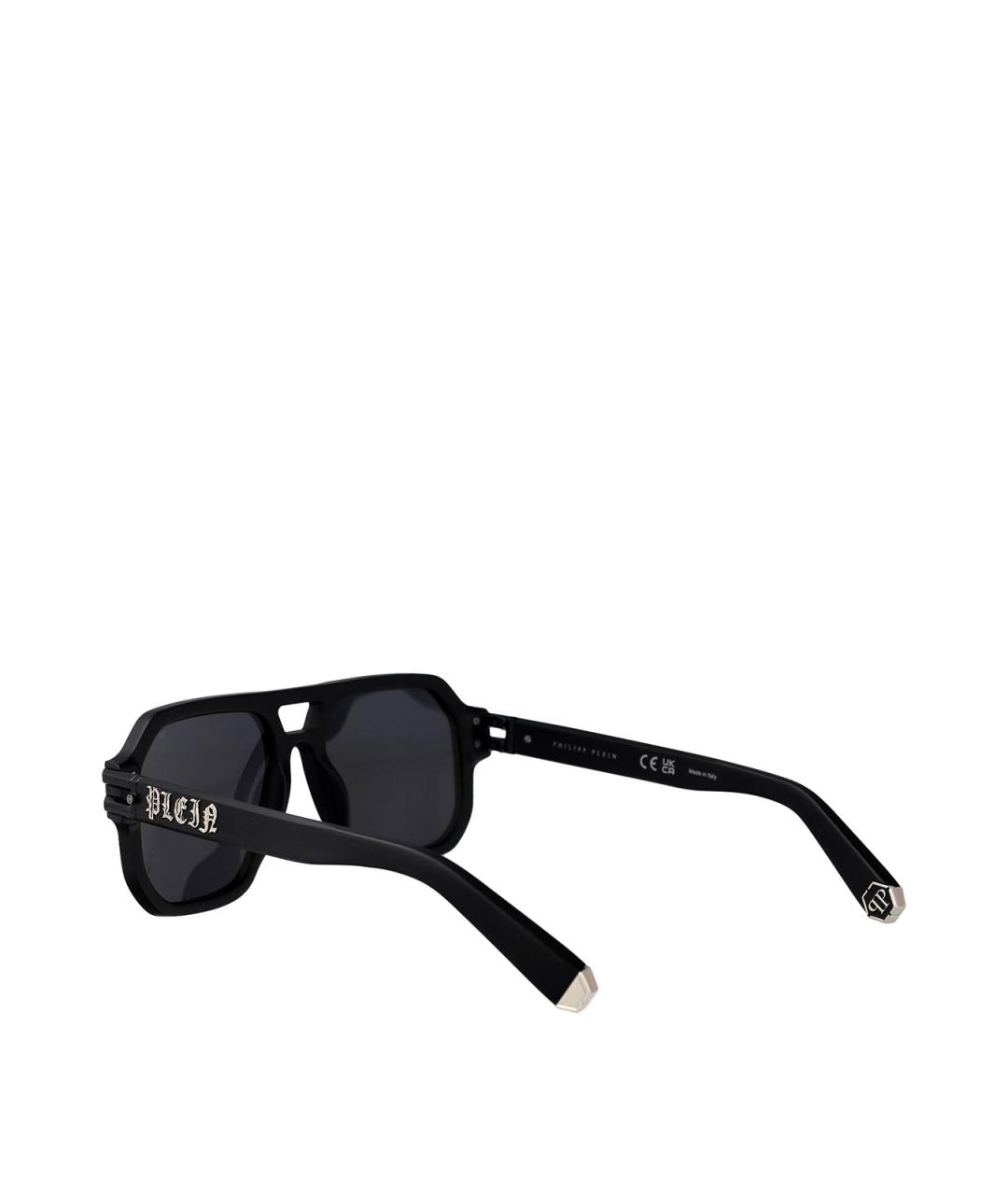 PHILIPP PLEIN Черные пластиковые солнцезащитные очки, фото 4