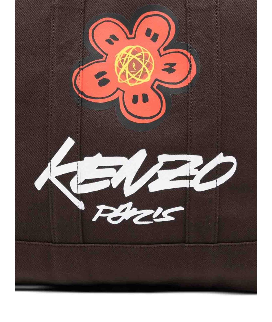 KENZO Коричневая хлопковая сумка тоут, фото 4