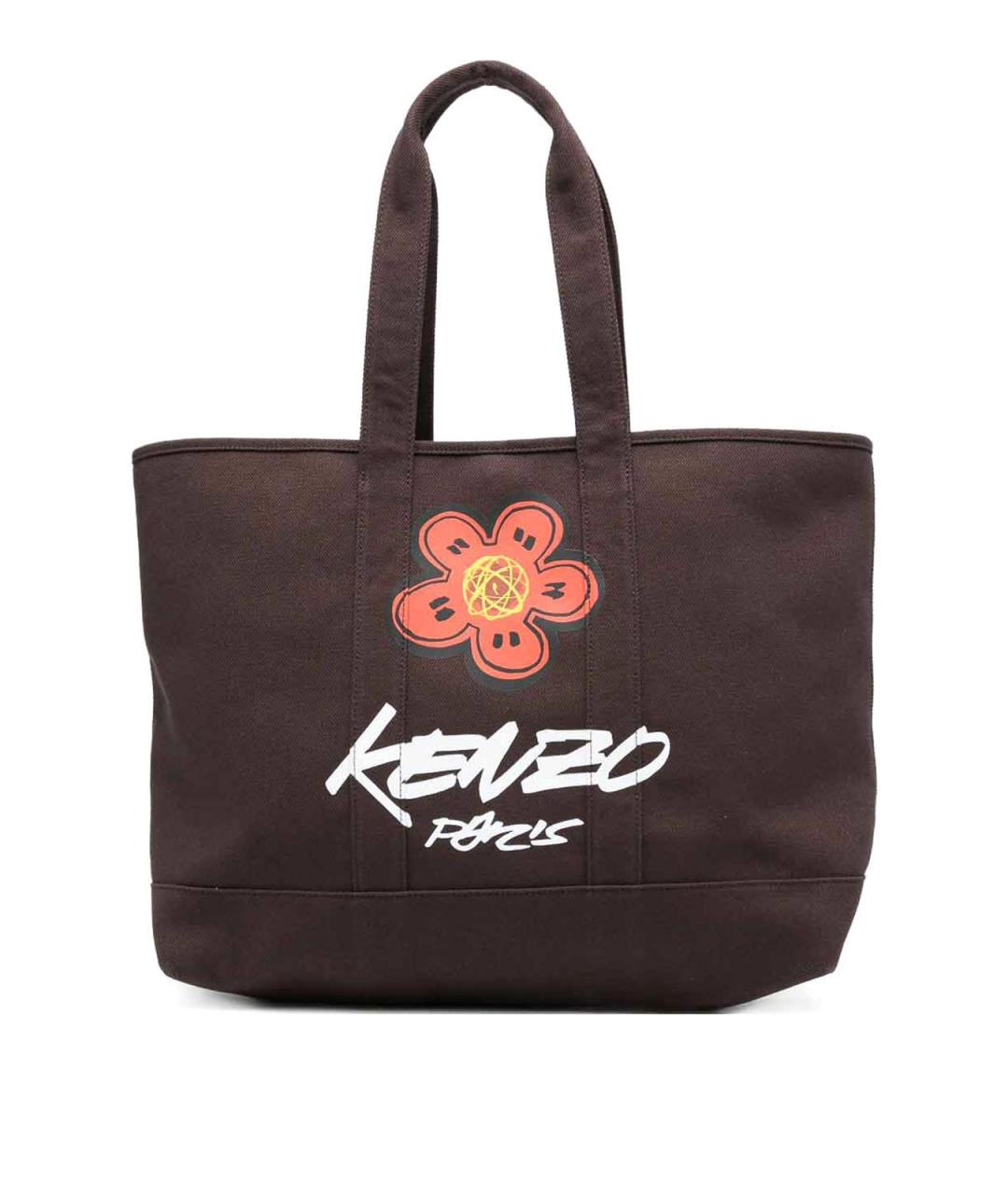 KENZO Коричневая хлопковая сумка тоут, фото 1