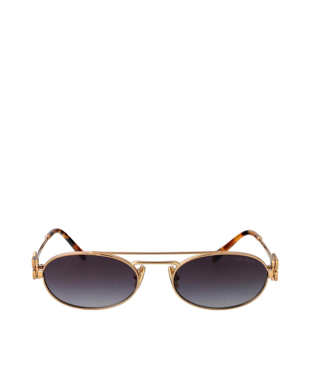 MIU MIU Золотые металлические солнцезащитные очки, фото 1