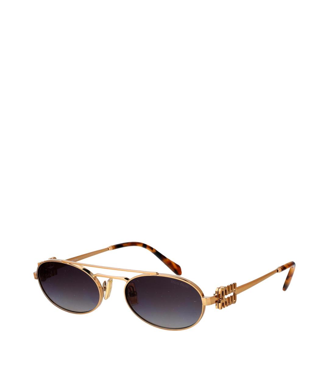 MIU MIU Золотые металлические солнцезащитные очки, фото 2