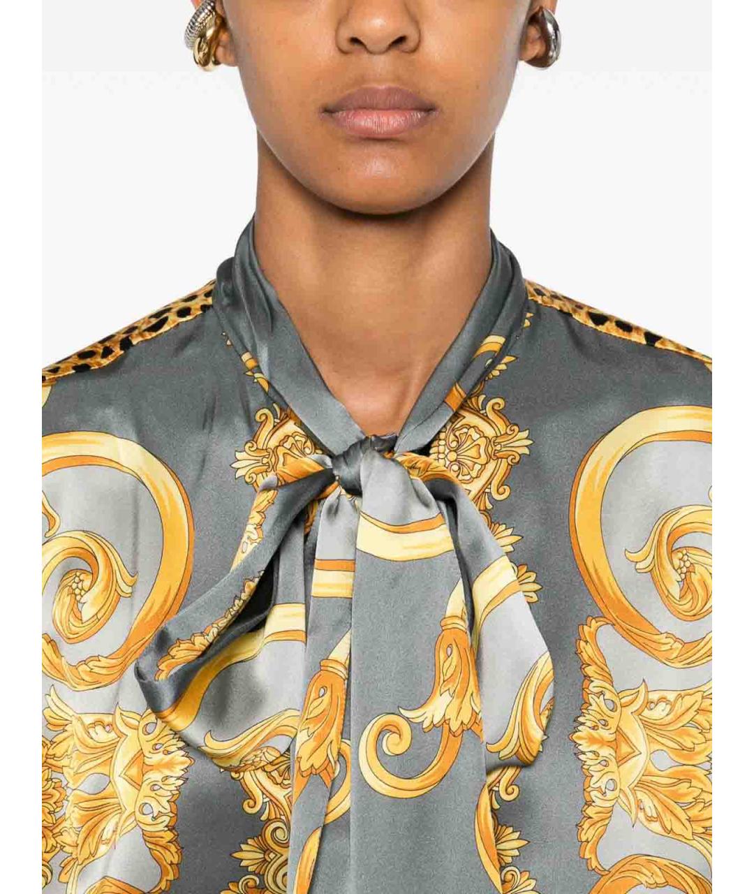 VERSACE Серая шелковая рубашка, фото 2