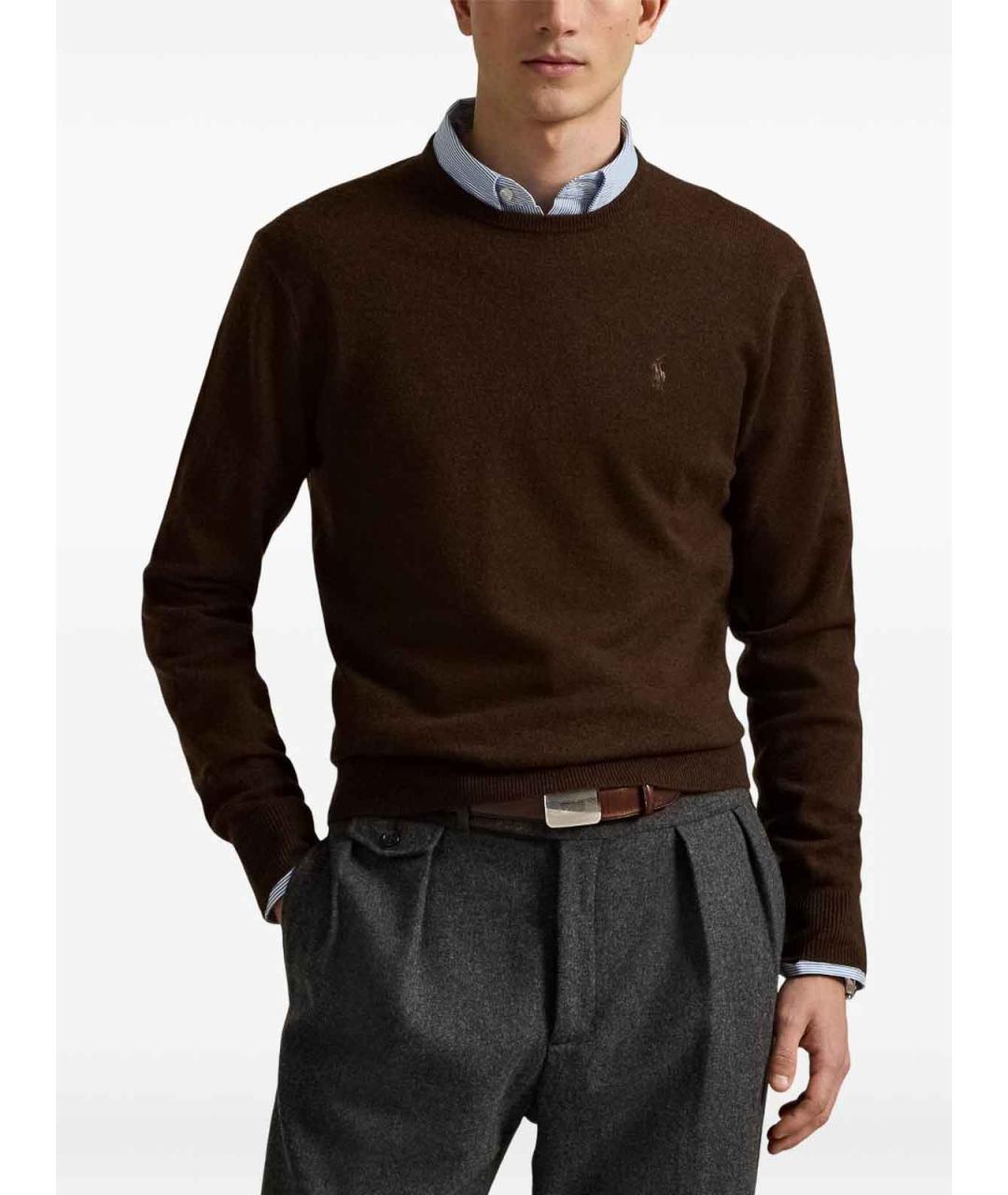 POLO RALPH LAUREN Коричневый шерстяной джемпер / свитер, фото 3