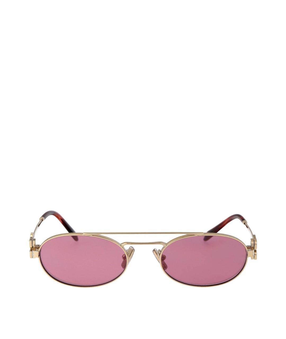 MIU MIU Золотые металлические солнцезащитные очки, фото 1
